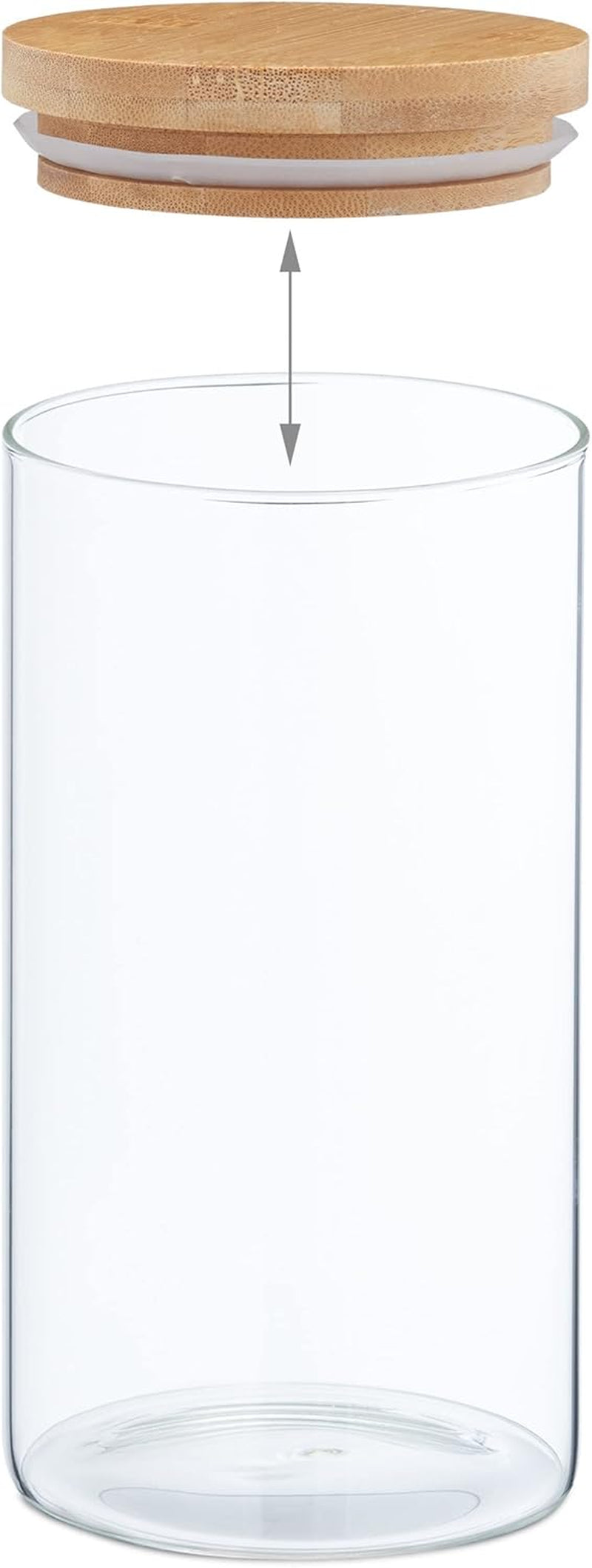 Relaxdays förvaringsburkar med bambulock Set med 3 runda glasburkar 1000ml Läckagesäkra Klar/Naturlig 18x10cm Matförvaringslådor Naty Shop