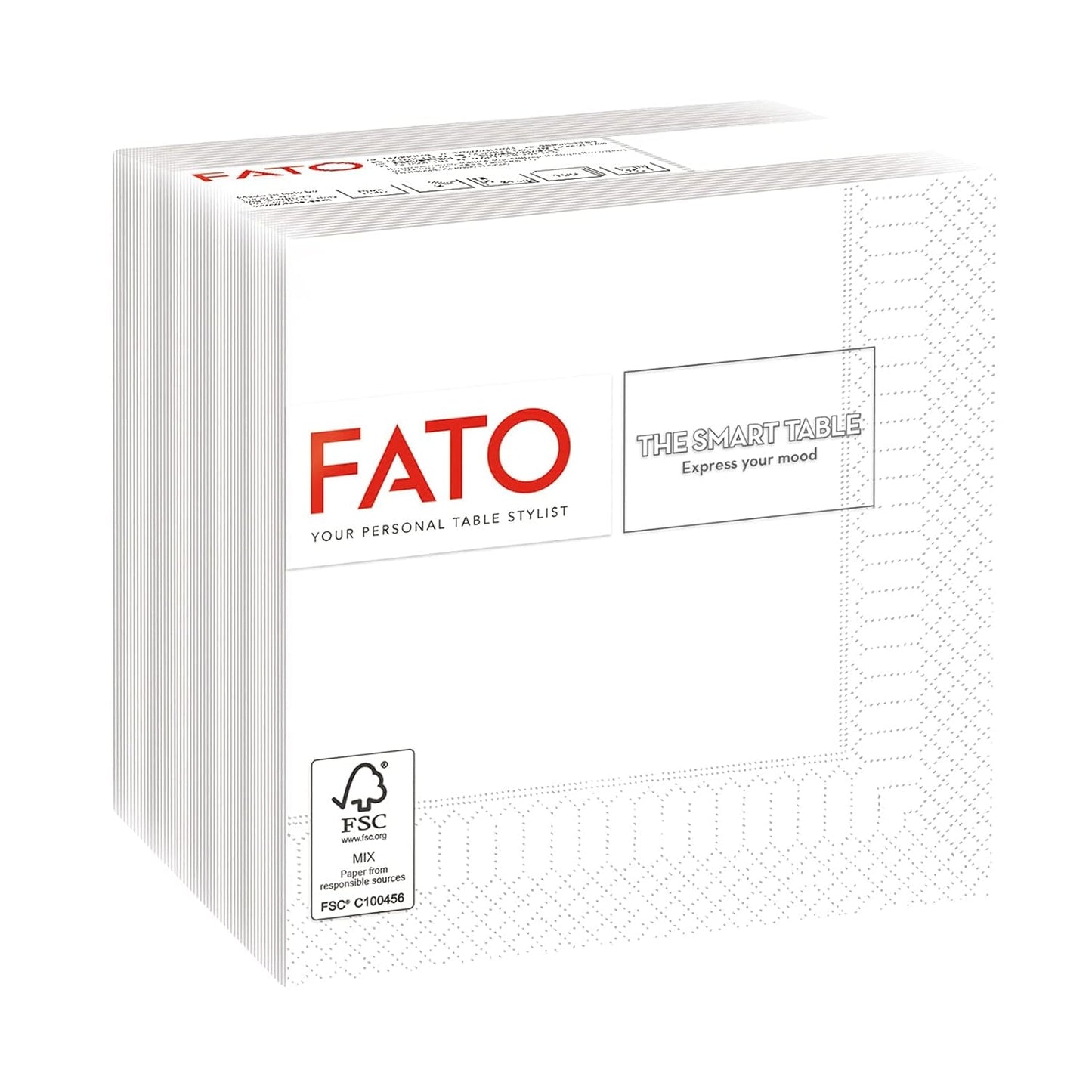 , Engångspappersservetter, idealiska för aptitretare och cocktails, paket med 100 servetter, storlek 24X24, 4-vikt, 2-lagers, vitt, 100 % rent cellulosapapper, Fsc-certifierat (pack med 6)
