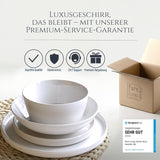 Kristall 48 delar porslin servisset TESTVINNARE Klart porslin servis set Skålar och tallrikar Middagsservice för 12 Pure Living servis set i vitt