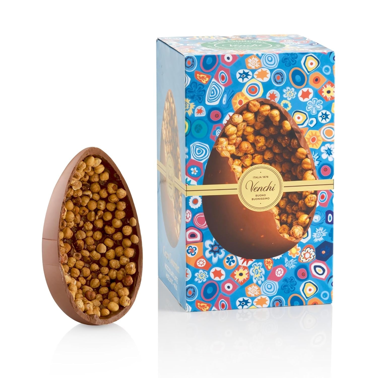 Venchi - Chokladägg, pistagesmak, med hel pistage, med överraskning, glutenfri, 500g, påskkollektion, presentidé