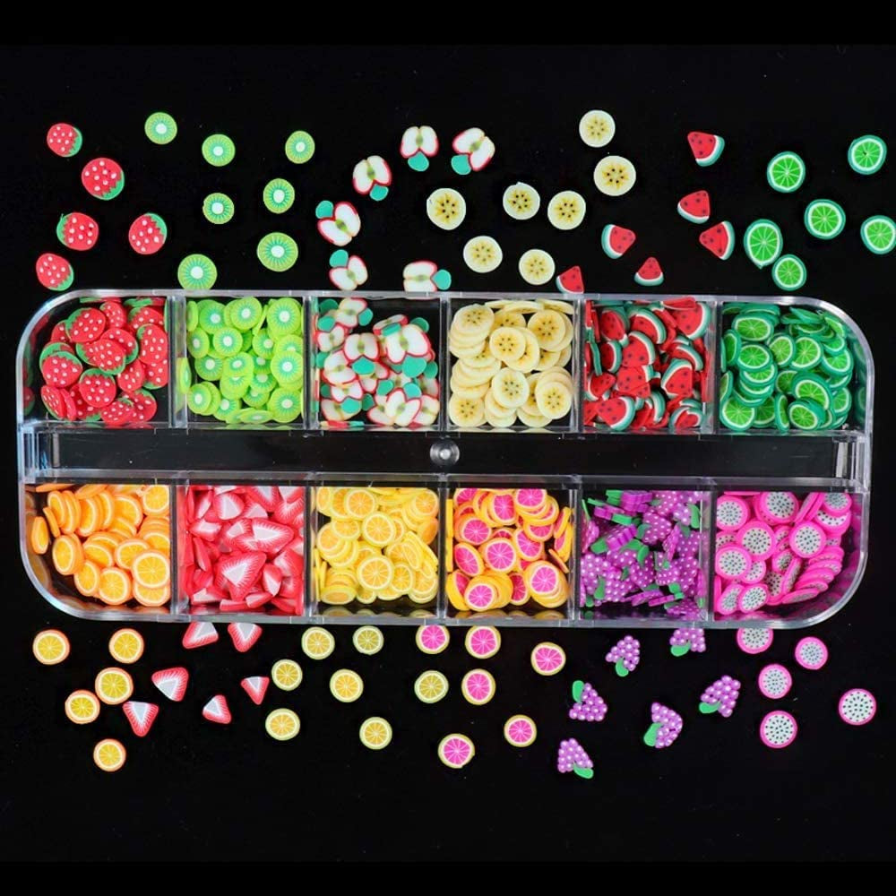 4 Set Nagel Obst Scheiben, Basicon Niedliche Obst Polymer Scheiben Obst Scheibe Nagel Nagel 3D Obstscheibe Nail Art Slice Für DIY Liefert Maniküre Dekoration Schleim Zubehör Nageldekorationen, 4 Stile
