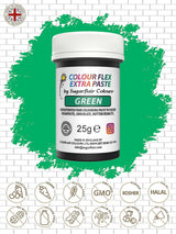Sugarflair Colourflex Extra Paste Verde matfärgning - Ätbar matfärg för smörkräm, choklad, sockerpasta, glasyr, fondant, kakmixar, deg och mer - 25g