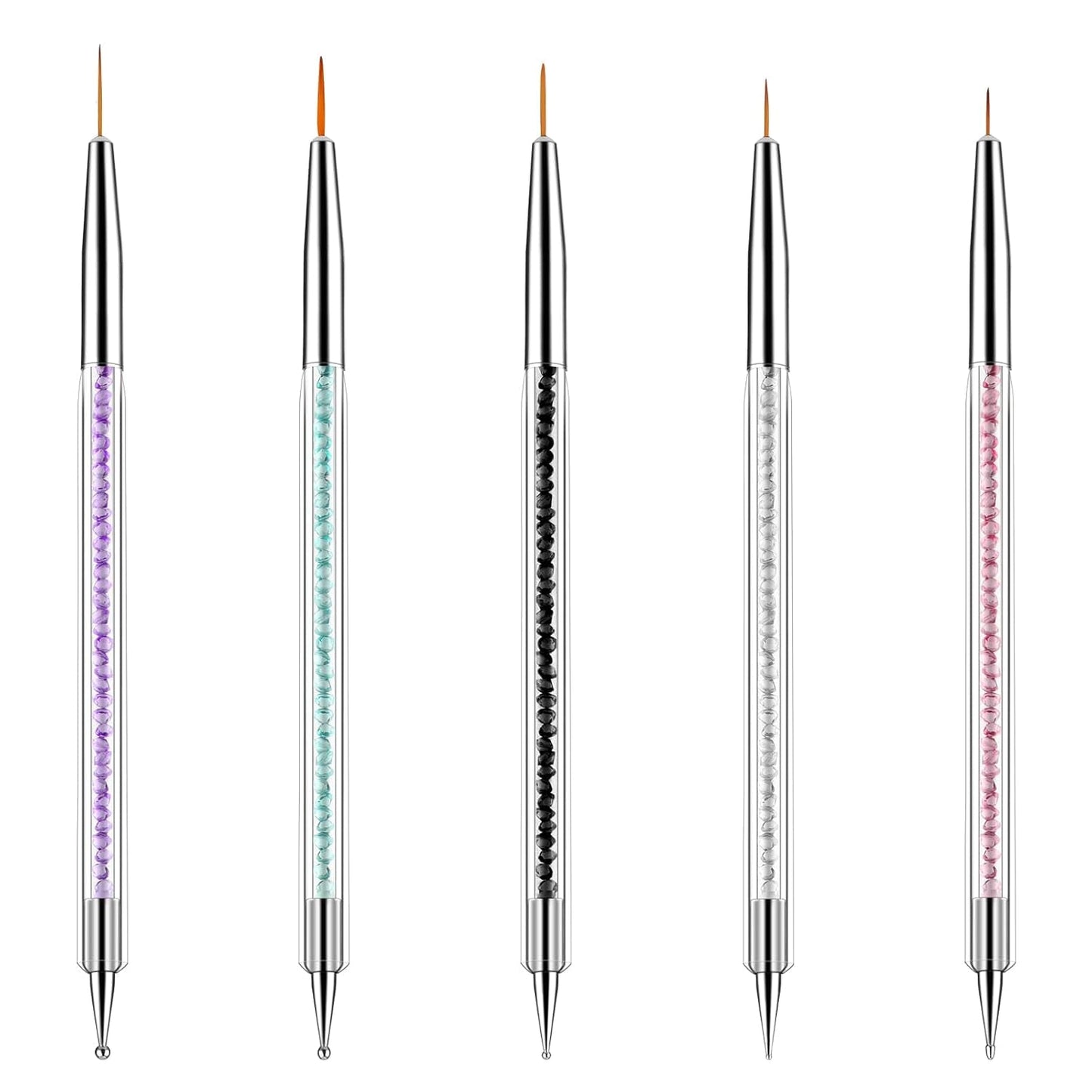 5 Stück Nail Art Pinsel Set Dotting Tool Nailart Pinsel Nageldesign Double Ended Dotting Pen Strass Professional Acryl Feinmalerei Nail Art Design