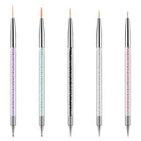 5 Stück Nail Art Pinsel Set Dotting Tool Nailart Pinsel Nageldesign Double Ended Dotting Pen Strass Professional Acryl Feinmalerei Nail Art Design