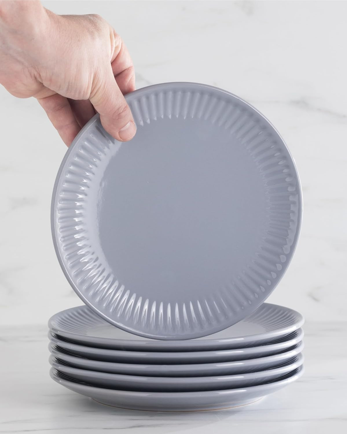 Keramisk servisset för 6, Hygge, 24 st. TESTVINNARE Drömmande skandinaviska servisservis i stengods Skål och tallrik Set Middagsservice för 6 Pure Living servisset i gråblått