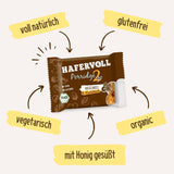 Hafervoll Porridge2go jordnötssmör och nötter, 13 barer x 55 g - vegansk, ekologisk, glutenfri, utan tillsatt socker mellanmål, med havre, dadlar och quinoagodis