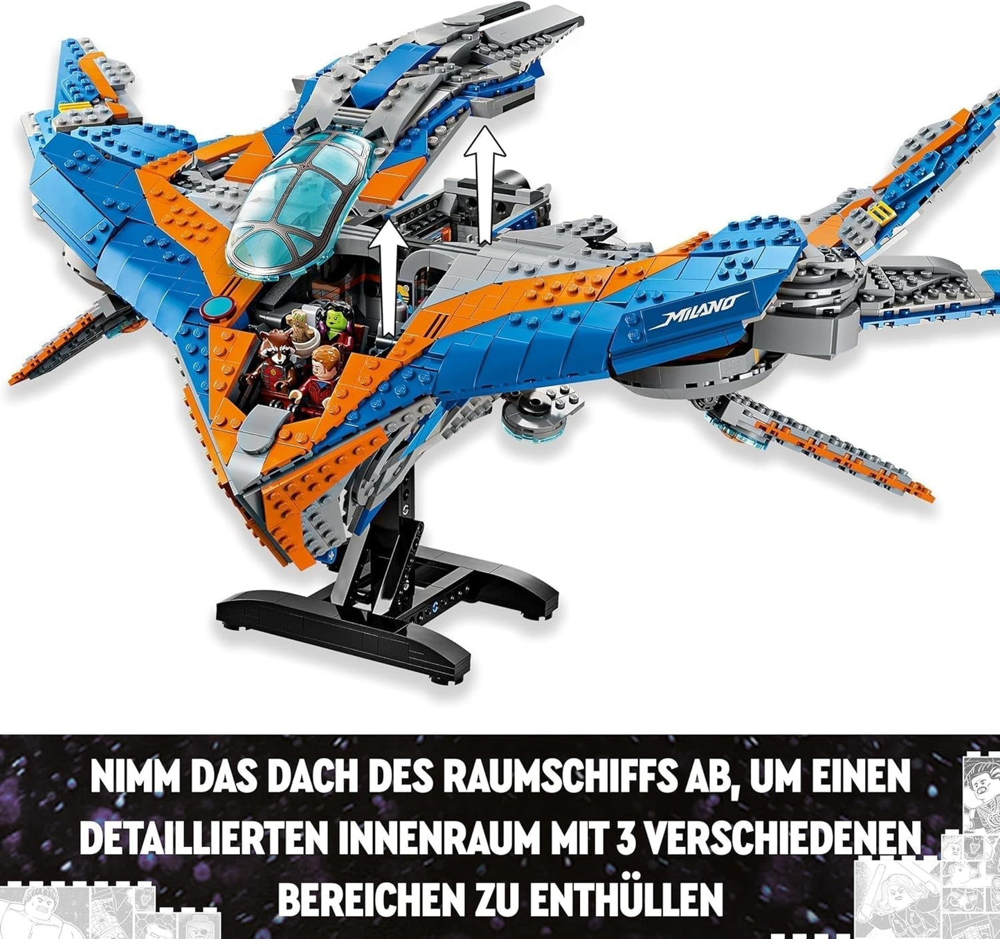 LEGO Marvel Guardians of the Galaxy: The Milano Building Spaceship Model with 4 Superhero Minifigures Avengers Flyer for Space Adventures Present för pojkar och flickor 76286 Byggset Beuche den LEGO-Store