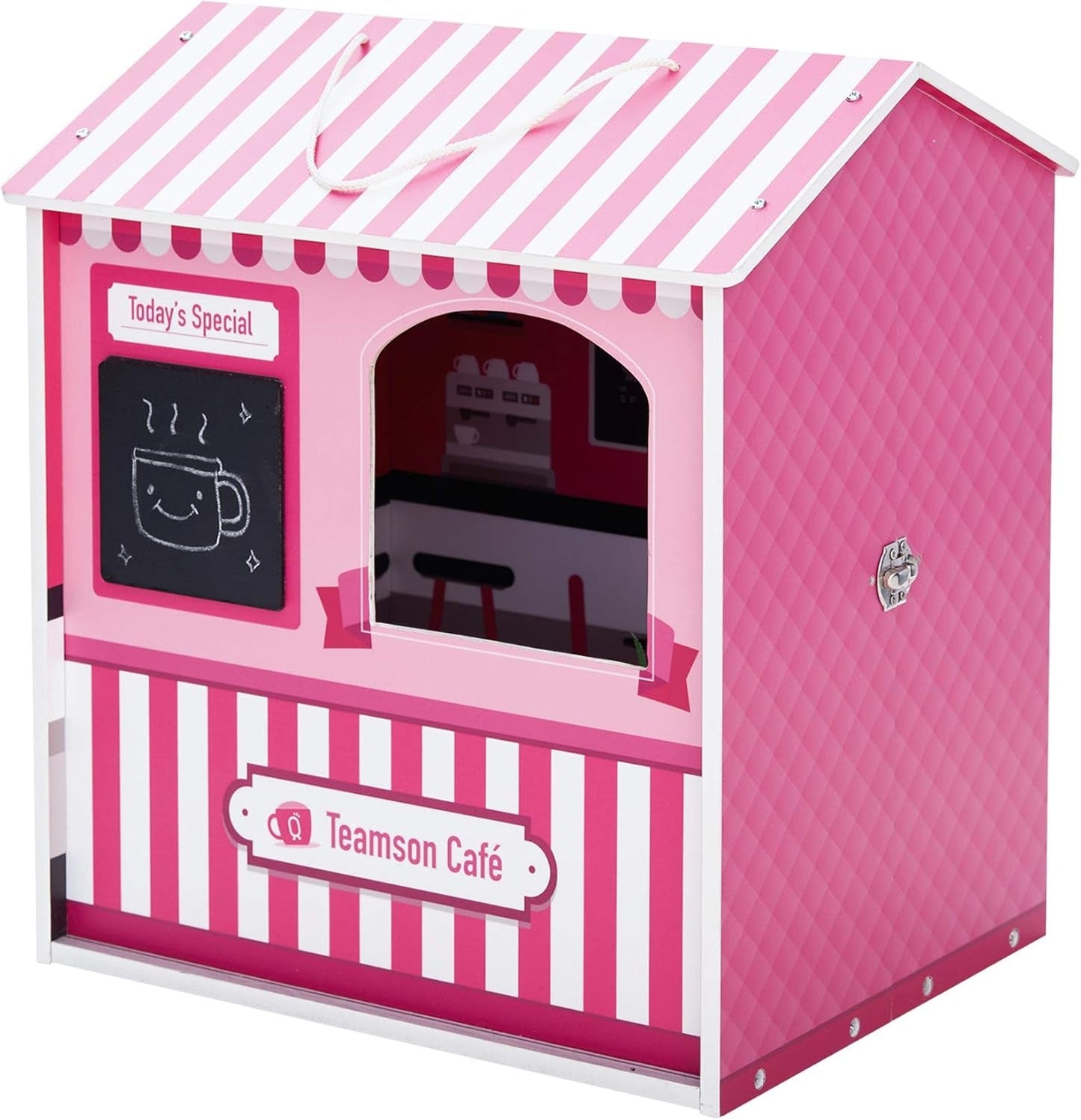 Teamson Kids - Dreamland City Café Dollhouse 30cm - Rosa/Vit/Svart