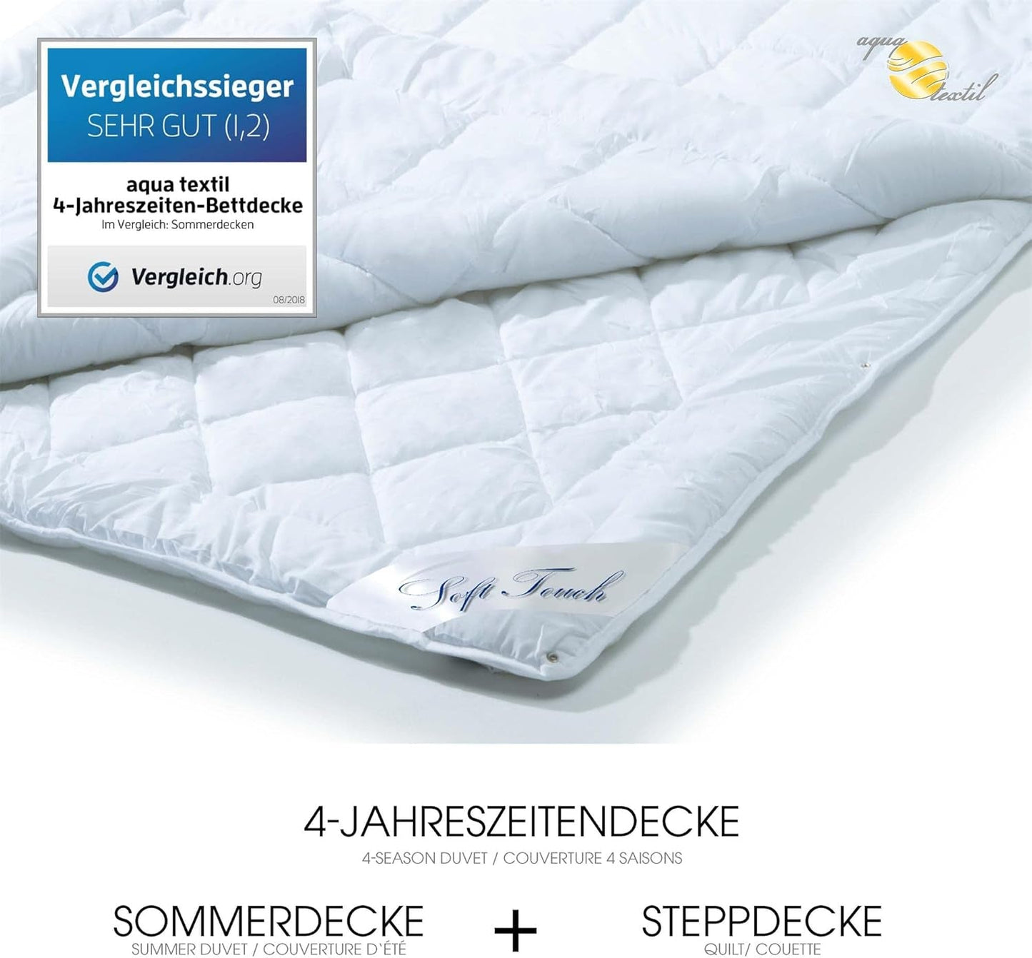 Aqua-Textil 4-säsong täcke 135X200Cm Filtar sammanknutna Vinter 800G Sommar 600G Klimatkontroll Oeko-Tex Täcken och täcken Naty Shop