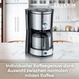 SEVERIN "TypeSwitch" espressomaskin med termokanna, AromaSwitch för att välja mellan 2 bryggprofiler, kaffemaskin för upp till 10 koppar, 1000W, borstat rostfritt stål-svart, KA 4845