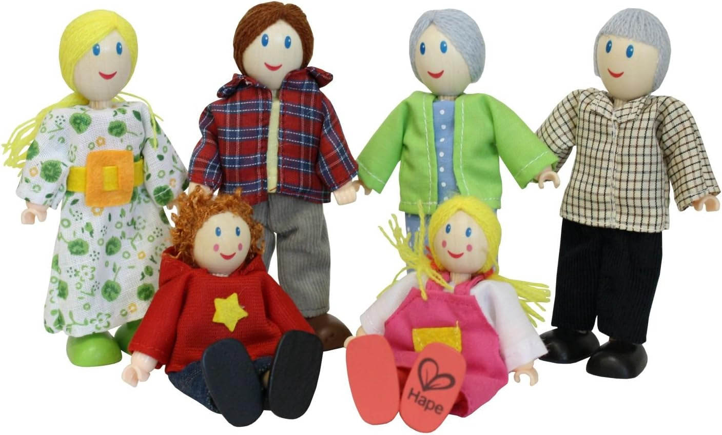 Hape E3401 Four Seasons House, möblerat och E3500 - dockfamilj, ljus hy