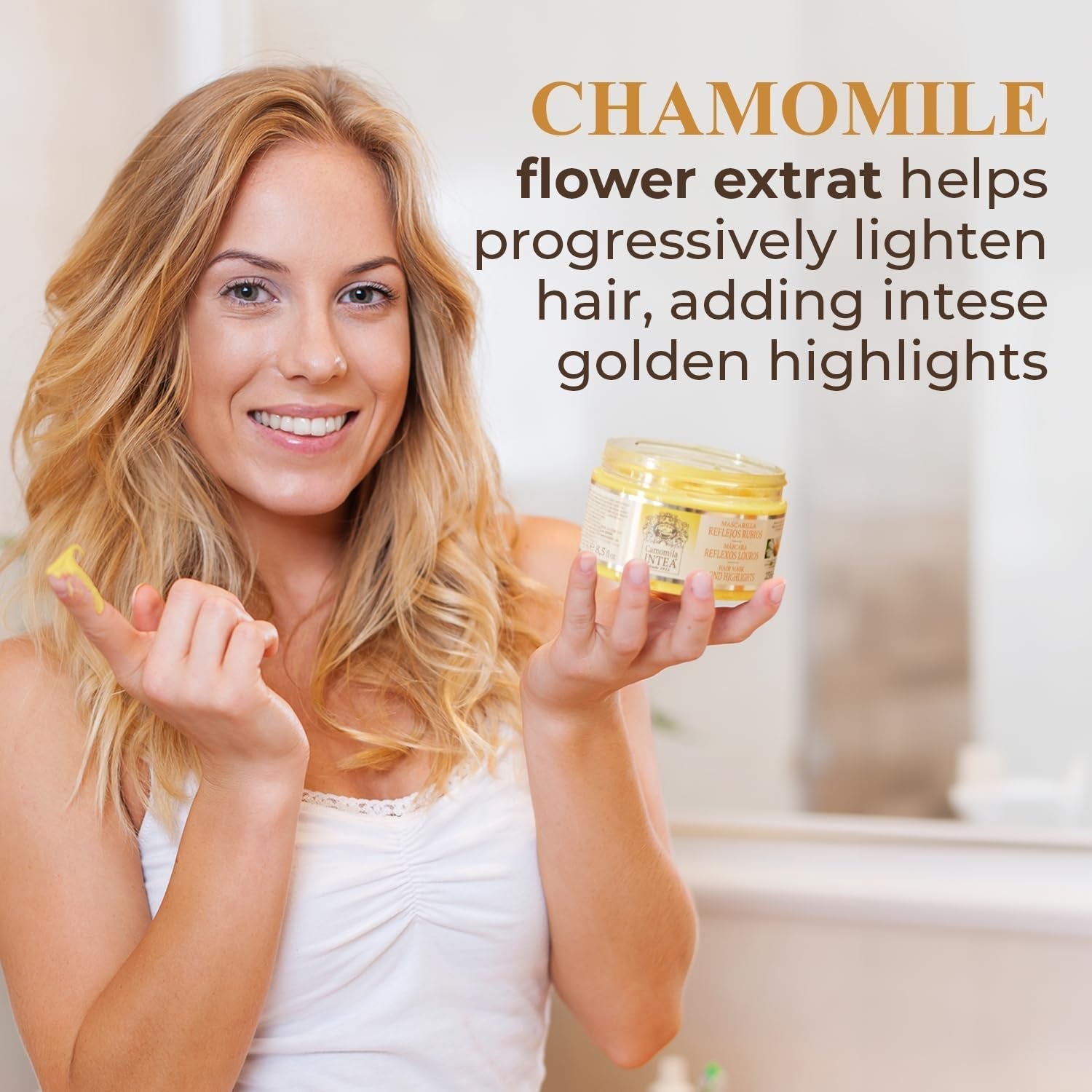 Intea Chamomile - Blond Reflections Hair Mask - Återfuktar och ger näring åt blont hår - 250 ML Naty Shop Hair Mask