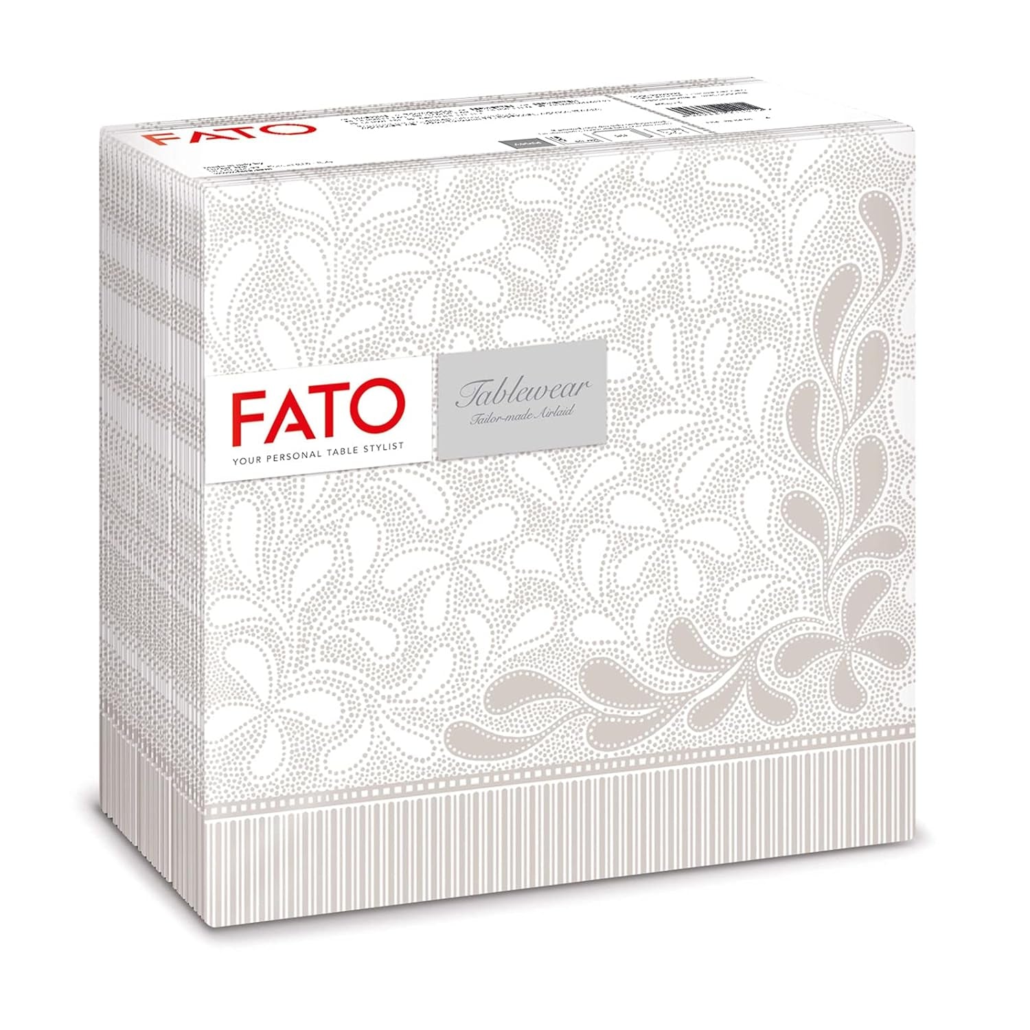 Fato - Torra pappersservetter, airlaid, textileffekt, paket med 50 servetter, 40X40 vikta i 4-format, Tropicana Decor