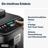 De'Longhi Magnifica Evo Next - Perfetto helautomatisk espressor med LatteCrema mjölkskummare, 13 One-Touch-drycker, kaffe- och cappuccinobryggare, färgpekskärm, titan (ECAM312.80.TB)