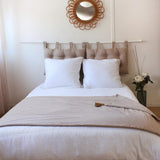 Njut av hemfilt, beige, naturligt, med 4 jutepumps, 90 X 190 cm, 100 % bomull, Oeko-Tex Certified, Panama Collection Naty Shop filtar och täcken