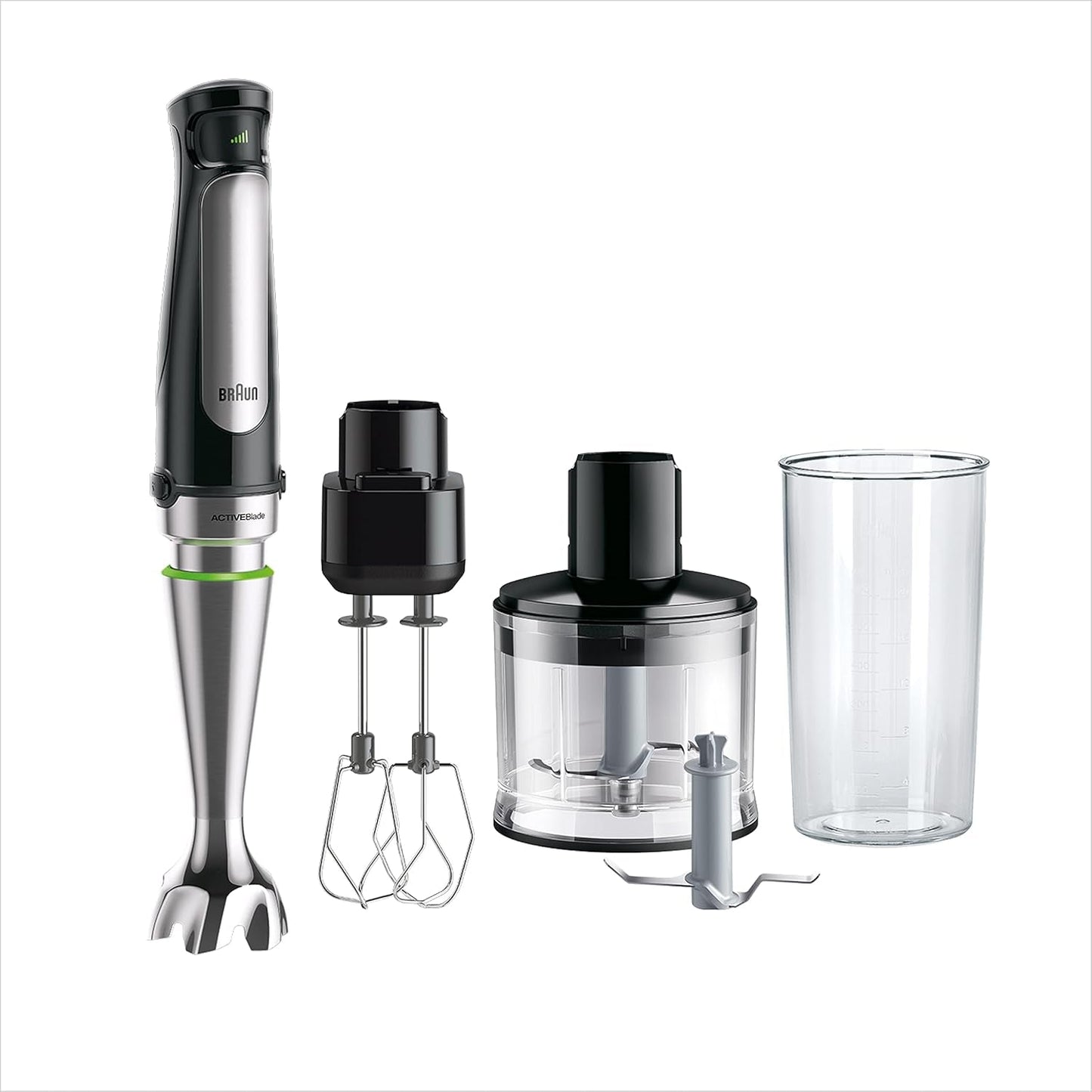 Braun Household Hogar Multiquick 7 Mixer, Spritzschutz, Spülmaschinenfest, Bpa-Frei, 600 Ml, Zerkleinerer 500 Ml, Eisklinge, MQ 7035XBI, 1000 W, Schwarz, MQ7035XBI Kitchen Naty Shop 4 Zubehörte 7035Xile | 3 Tillbehör
