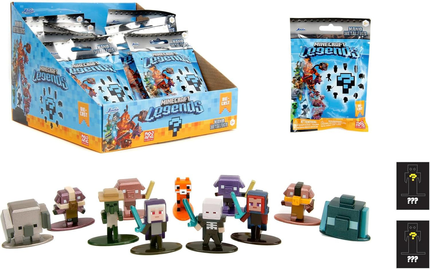 Jada Toys - Minecraft Blind Pack Nanofigs, Wave 2, Minecraft Legends Nano Metal Samlarfigur, Olika modeller, 4 Cm, Ålder 3+, Svarta Actionfigurer Naty Shop Standardtitel