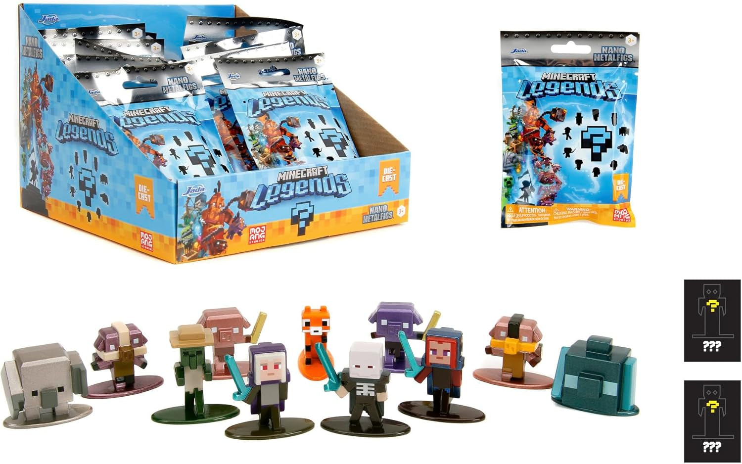 Jada Toys - Minecraft Blind Pack Nanofigs, Wave 2, Minecraft Legends Nano Metal Samlarfigur, Olika modeller, 4 Cm, Ålder 3+, Svarta Actionfigurer Naty Shop Standardtitel