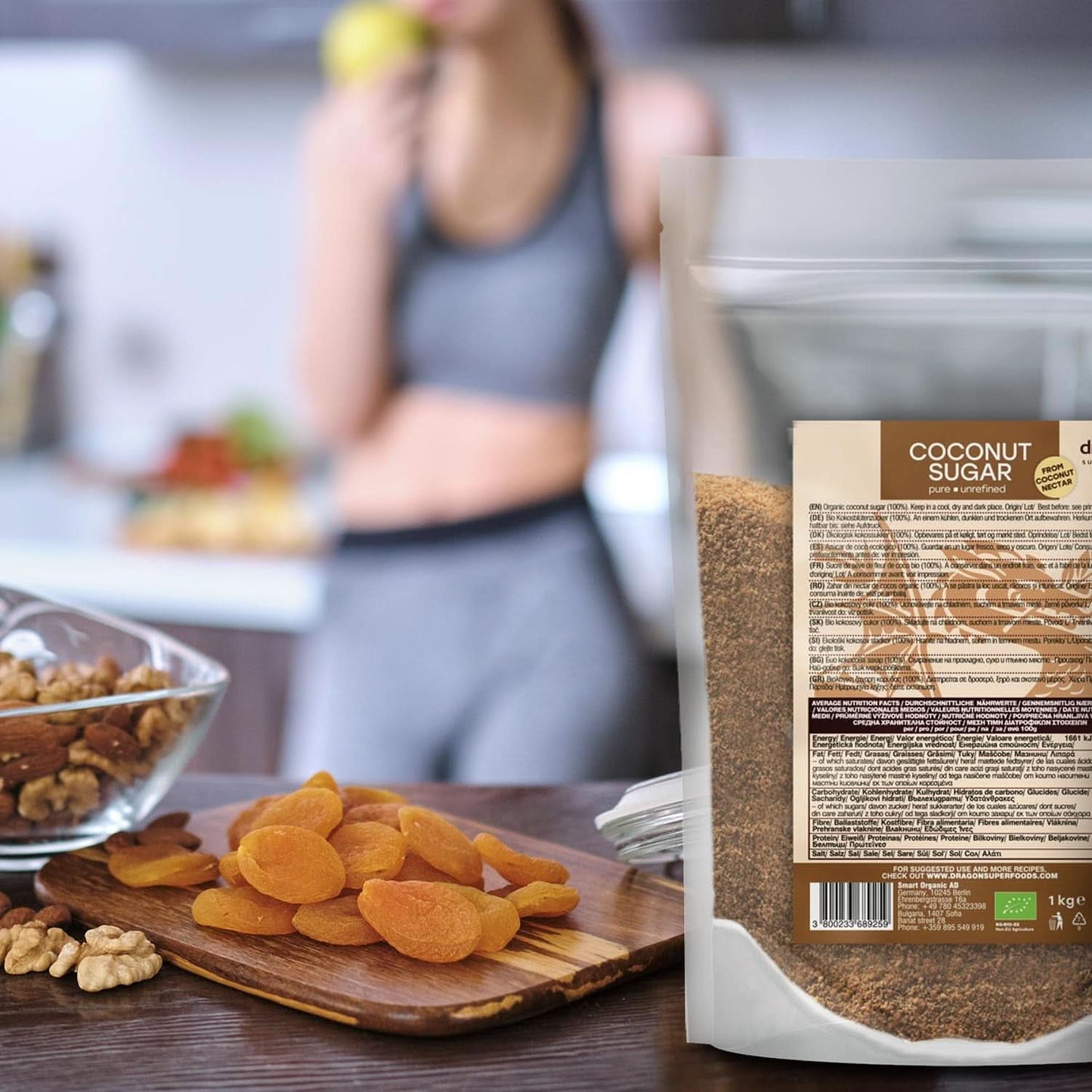 Kokossocker-100 % ekologiskt, oraffinerat, 1 kg sötningsmedel Naty Shop