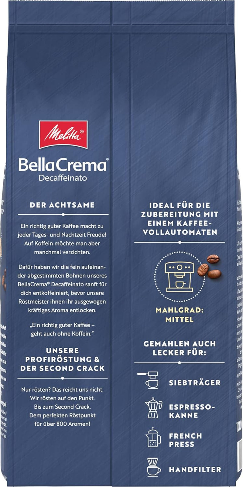 Melitta BellaCrema La Crema kaffebönor 1kg och BellaCrema Decaffeinato koffeinfria kaffebönor 1kg