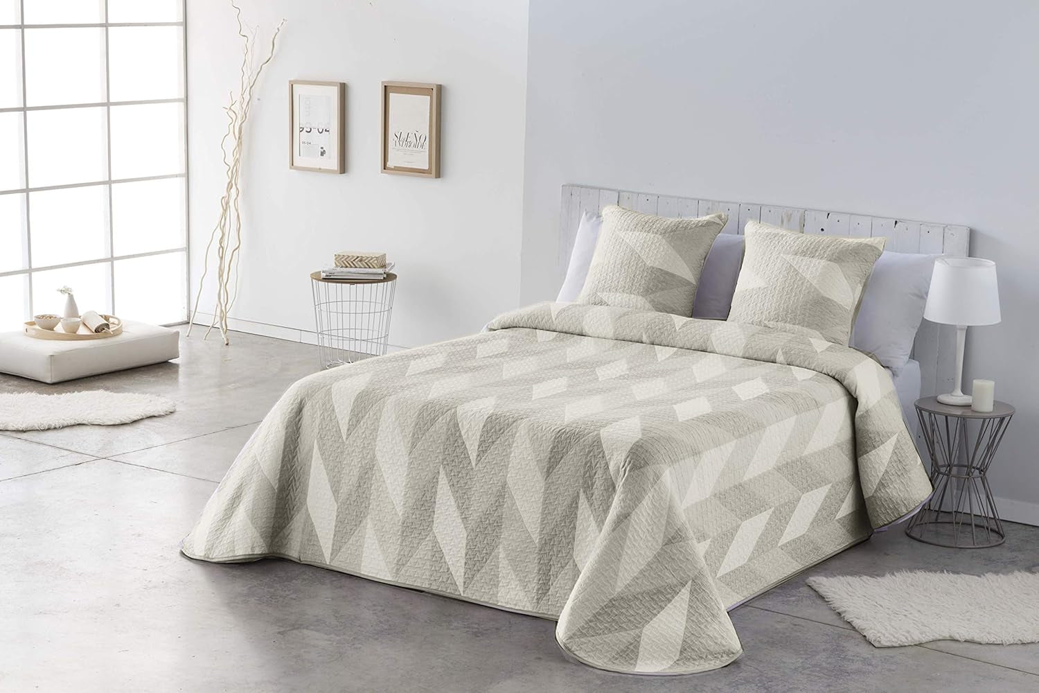 VIALMAN Sofia 30 Bouti Lätt täcke för dubbelsäng | täcke storlek 250 X 270 cm, grå Täcken och täcken Naty Shop Beige 180 X 190 Cm