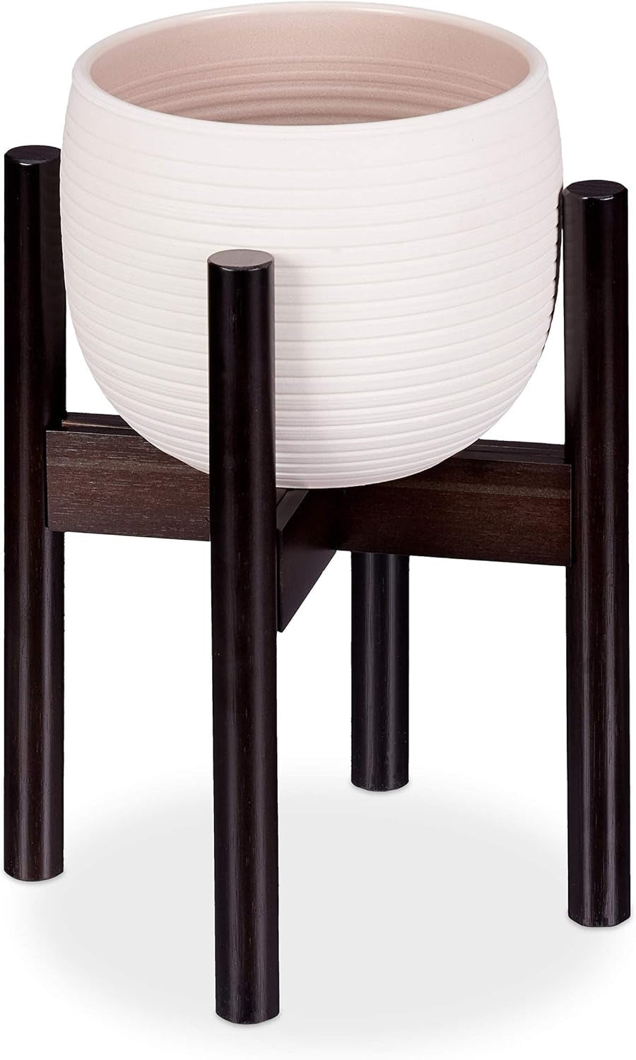 Relaxdays Bamboo blomsterställ, individuellt justerbart, för blomkrukor upp till 32 cm, växtställ, H: 35,5 cm, brunt, 1 st 10028823
