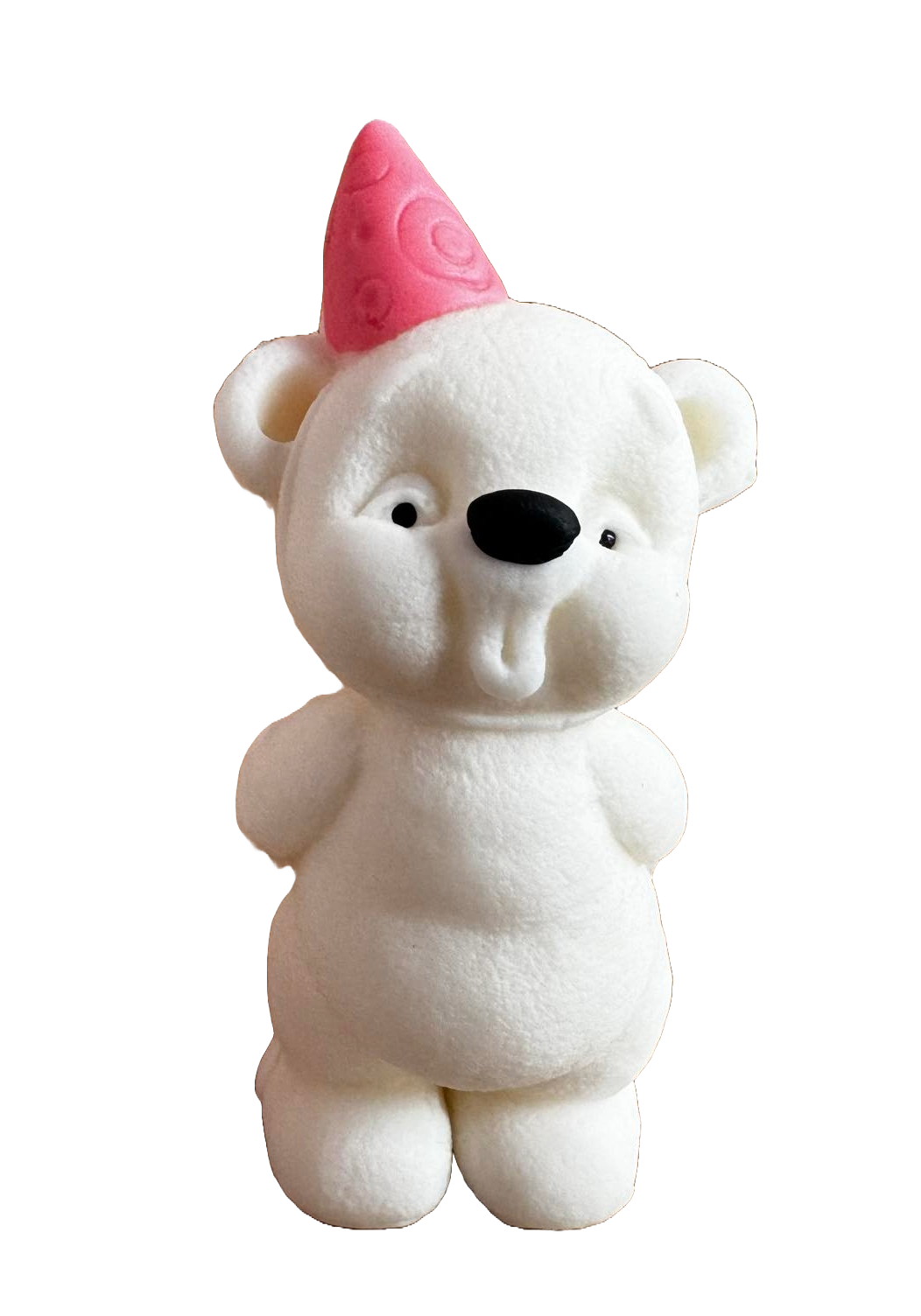Ätlig dekoration från sugarpaste, Nalle med rosa hatt, tjejdekorationer från Sugar Paste Naty Shop