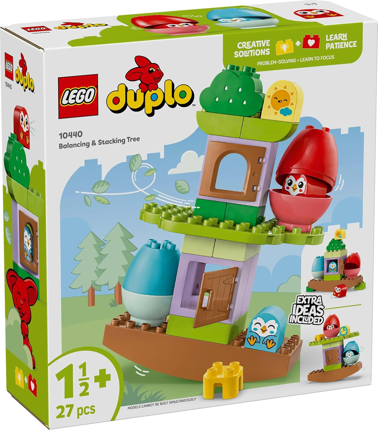 LEGO DUPLO träd för balansering och stapling, utvecklingsleksak, byggset för barn från 18 månader, kreativ leksak för barn, pedagogisk leksak med 2 leksaksfåglar 10440 Byggset Besuche den LEGO-Store