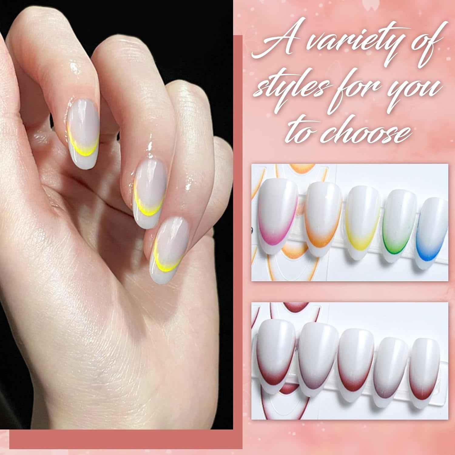 12 Stück French Tip Nagelsticker Selbstklebend Bunte French Nails Schablone Nagelaufkleber Nagelkonstklistermärken Nageldesign DIY Nägel Zubehör(12 Farben)