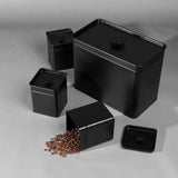 Salter BW12614EU7 Kuro förvaringslådor set - 4 köksbehållare Bröd/te/kaffe/socker Fyrkantiga förvaringslådor Lätt att rengöra Håll maten fräsch Svart matförvaringslådor Naty Shop