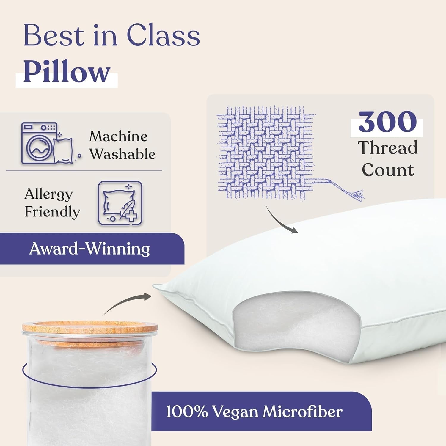 Fluffco Dun Alternativ Kudde Standard Kudde För Sova Queen Kudde Säng Kudde Side Sleeper Kudde Kylkudde Hotell Kudde Nackkudde Resekudde (Standard Fast) Standard Kuddar Naty Shop
