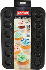 Zenker 6541 Black Metallic 24Er Mini-Muffinform – Antihaftbeschichte Für Perfekte Mini-Muffins, Ø 4,5 Cm, ​​tillverkad i Tyskland Formar och bakplåtar Naty Shop