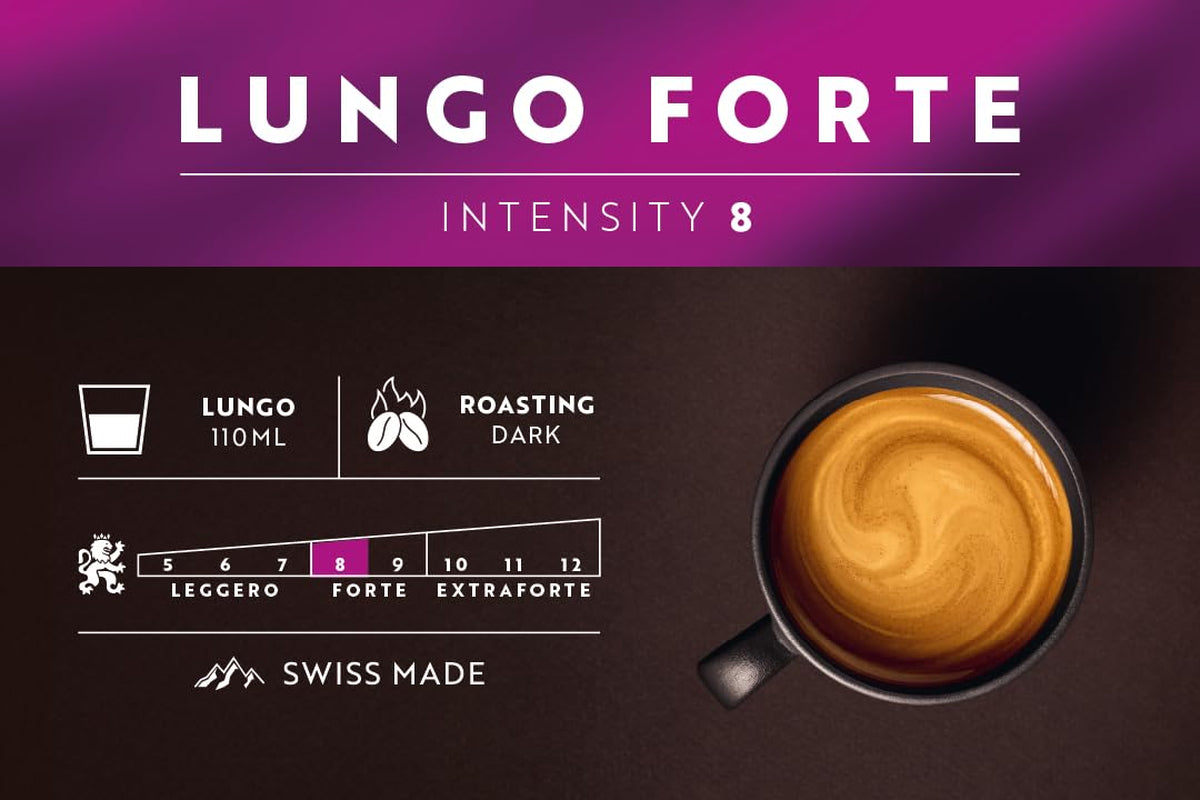 Café Royal Lungo Forte – Nespresso®-kompatibla kaffekapslar, 100 % Arabica, würzig, dunkle Röstung, Intensität 8/12, Rainforest Alliance, 36 kapslar