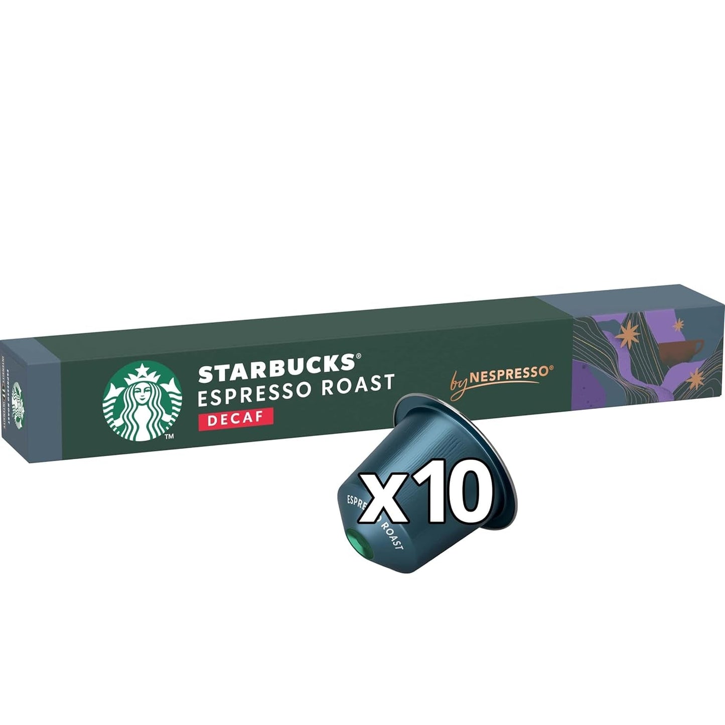 STARBUCKS Espresso Roast Entkoffeiniert av Nespresso, Dunkle Röstung, Kaffeekapseln 10 x 10 (100 Kapseln)