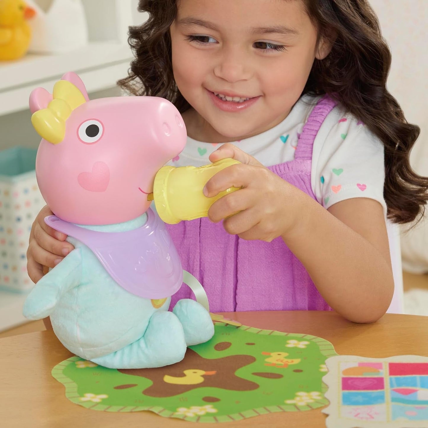 Peppa Pig 28 cm Evie Interactive Doll med 20 ljud och många funktioner, leksaksset för barn 3 år och uppåt