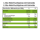 FRECHE FREUNDE Ekologisk blandning i multipack pressbar påse - Frukt + spannmål, Fruktpuré med flingor i en pressbar påse för bebisar från 6 månader, vegan, förpackning om 3, 3 x (4 x 100g)