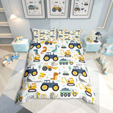 Jungen Cartoon Auto Sängkläder Set 135X200,Kinder Bau Fahrzeuge Tröster Abdeckung Für Kind Kleinkind Teens,Dinosaurier Bettbezug,Traktor Maschinerie Bagger Bettdecke Abdeckung,Lkw Autos Bedtuchen Naty Shop Multi 15 135*2001+80*80*