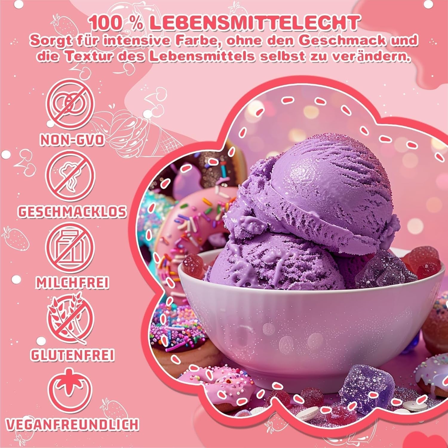 Gel matfärg - HXDZFX 2×30ml, sockerfri matfärg, högkoncentrerad, för dekoration av kakor, vit fondant, makroner, kakor, bakning, påskägg, slem (druvor lila)
