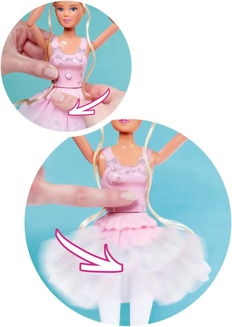 Simba 105733603 - Steffi Love Dancing Ballerina, Steffi som ballerinadocka med djurvän och roterande kjol, lekdocka 29 cm, från 3 år