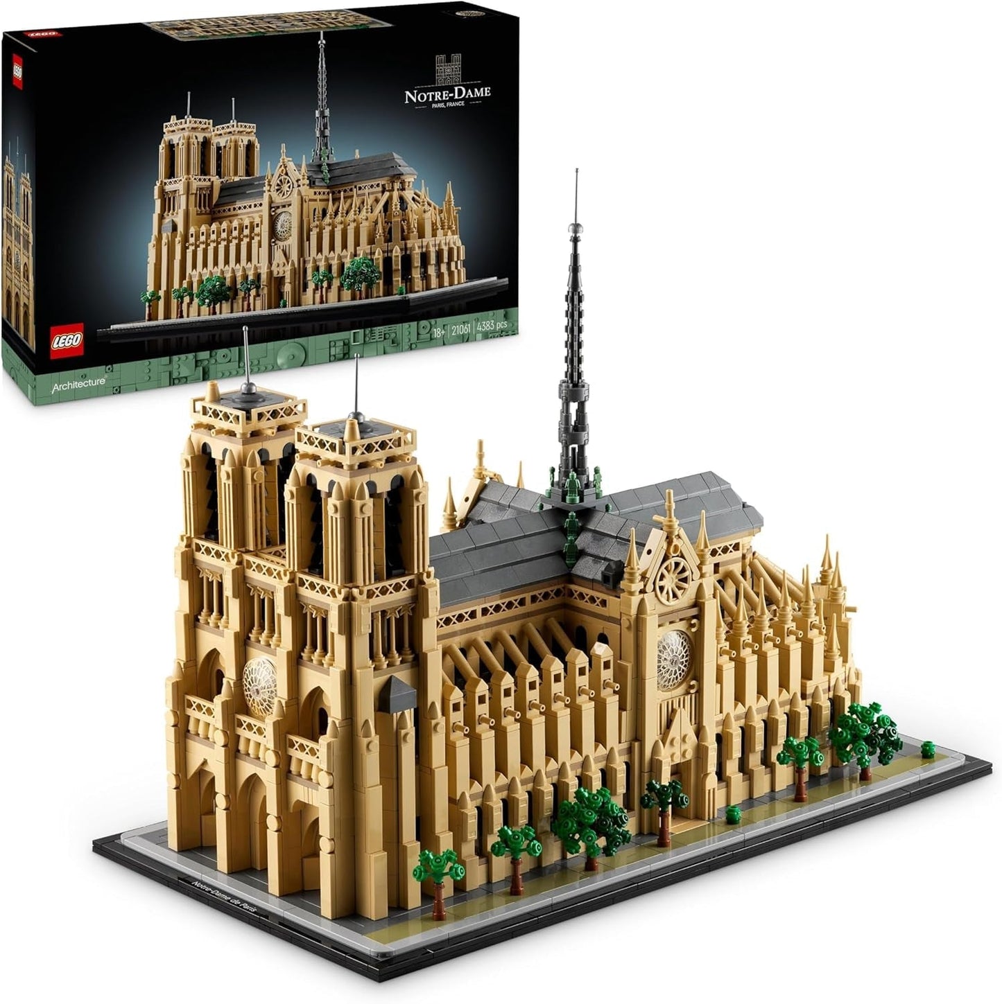 LEGO Architecture Notre-Dame De Paris, Samlarföremål för vuxna, Frankrike Souvenir, Present för kvinnor, män, Globetrotters och alla historieentusiaster, Arkitektonisk modell 21061 Byggset Besuche den LEGO-Store Standardtitel
