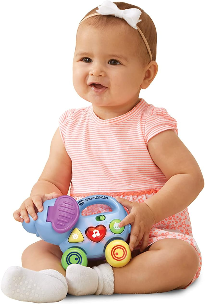 Vtech Baby Little Pushing Elephant - Interaktiv push and play leksak - Med sånger, melodier, meningar och ljud - För barn i åldern 6-36 månader Baby Toys Naty Shop