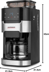 GASTROBACK 42711 Grind & Brew Pro kaffeespressomaskin, kaffeespressomaskin med integrerat filter och kvarn, konisk kvarn med 8 malinställningar, LCD-pekskärm, plast
