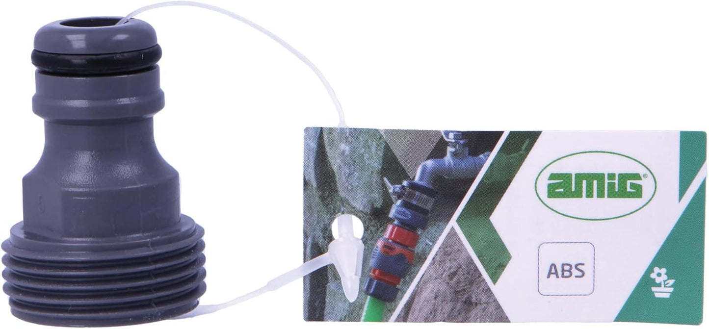 Amig - Hanadapter för 3/4 tums krananslutning | Snabb och enkel anslutning för vattenledningar | Gängad anslutning | ABS-plast och gummi | Grå