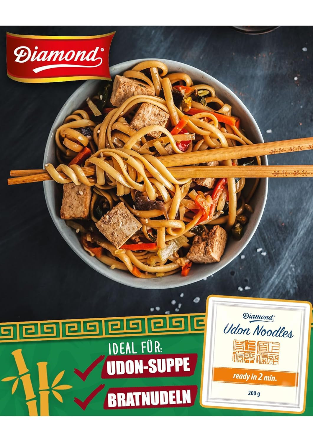 Udon nudlar DIAMOND, snabb och enkel beredning, vegetarisk, vegan - 1 x 200 g