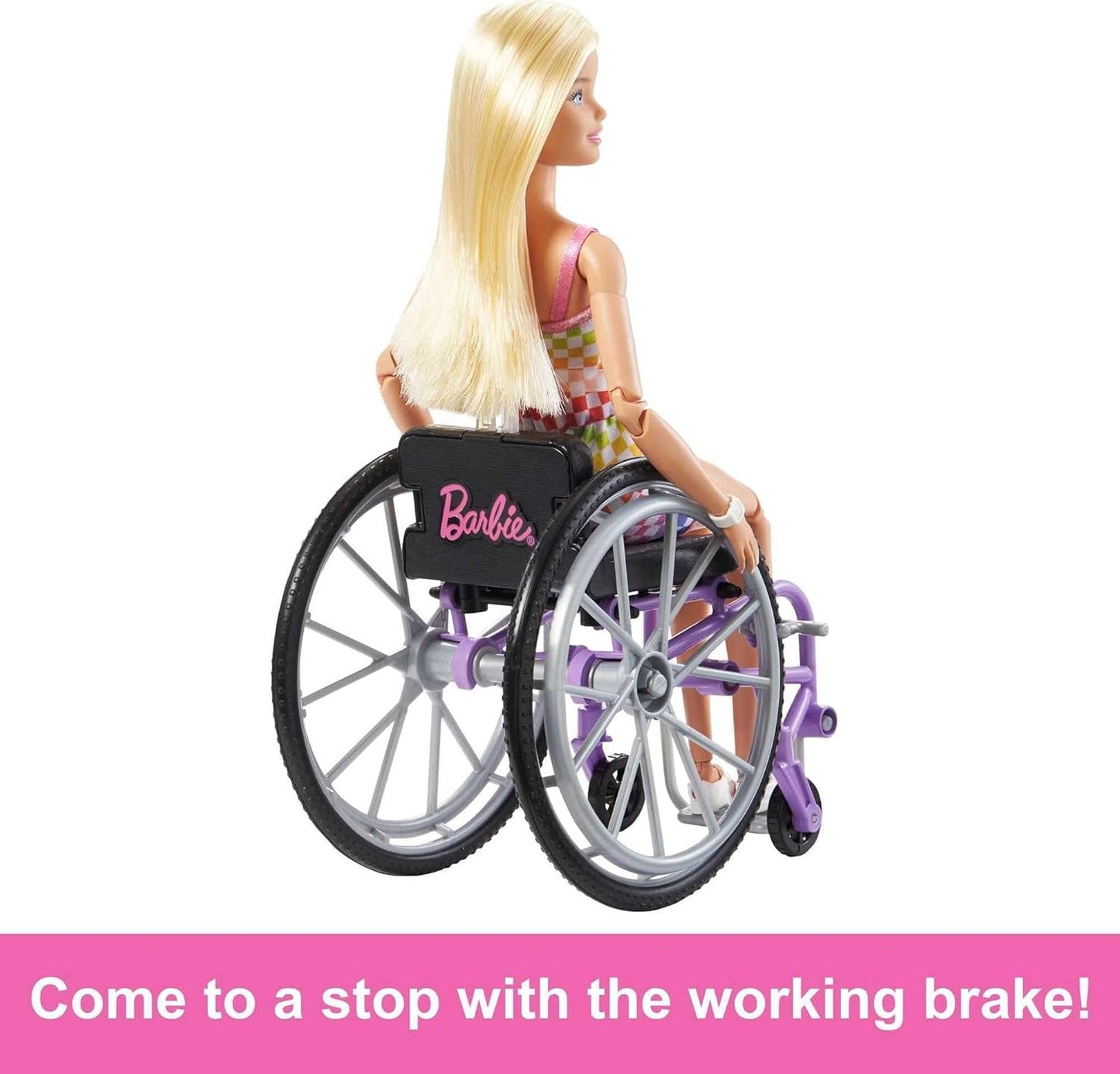 Barbie Fashionista docka, blont hår och regnbågsbyxa, rullstol och ramp ingår, dockgåva för barn, leksak för åldrarna 3 och uppåt, HJT13