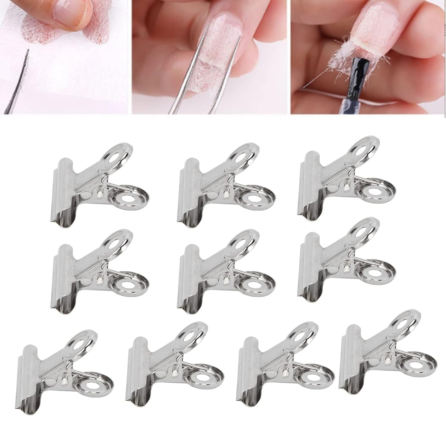 10 st Nagelklämmor Metallklämma Nagelförlängningsklämma Nagelkonstverktyg Glasfiberfixare Nagelkonsttillbehör Hållbar praktisk utrustning Hemma Gör-det-självsalong