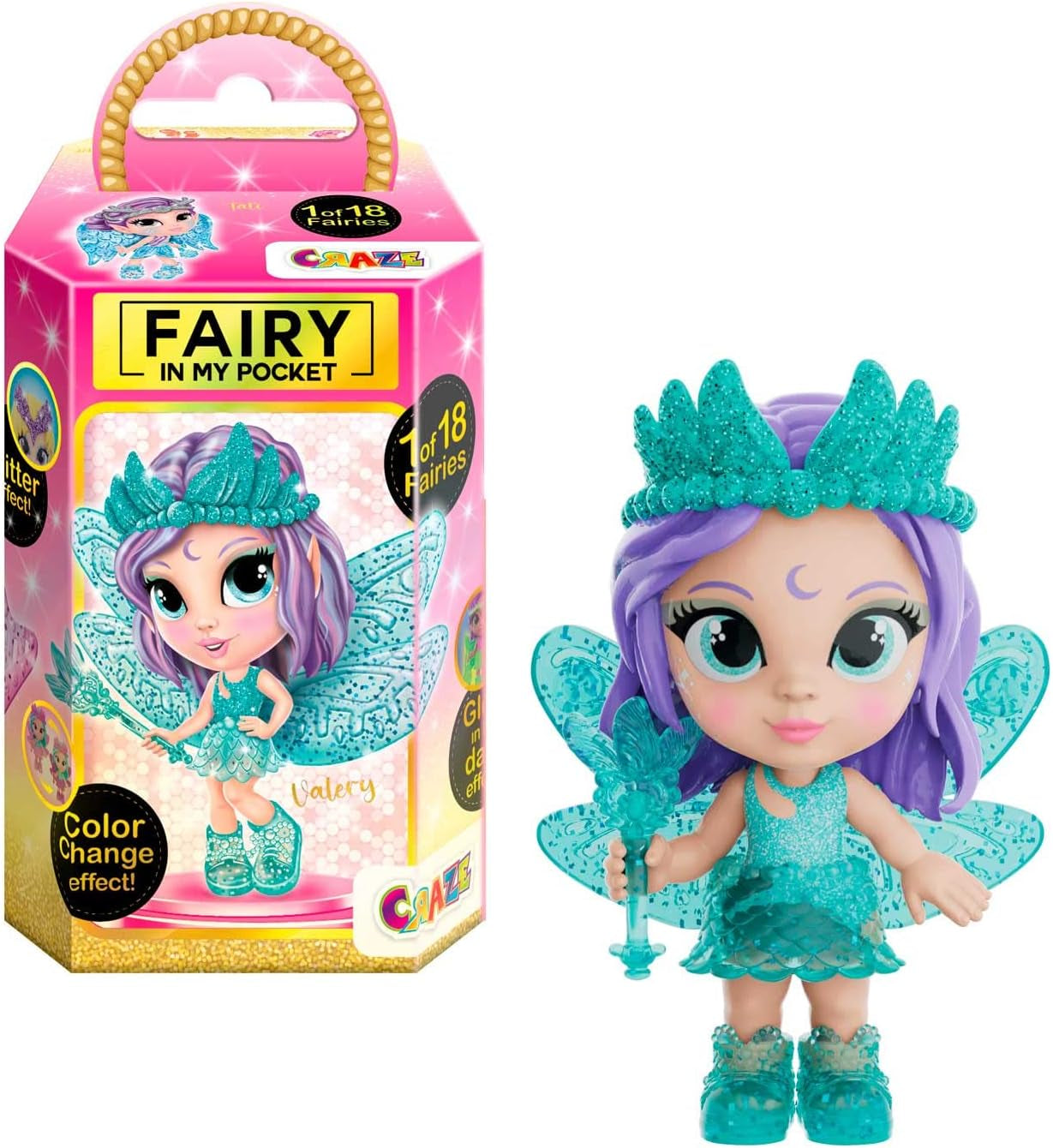Galenskapens älva i min ficka | Fairy Doll with Wings, Samlar Fairy Toy med specialeffekter som glitter, Glow in the Dark och Color Changing