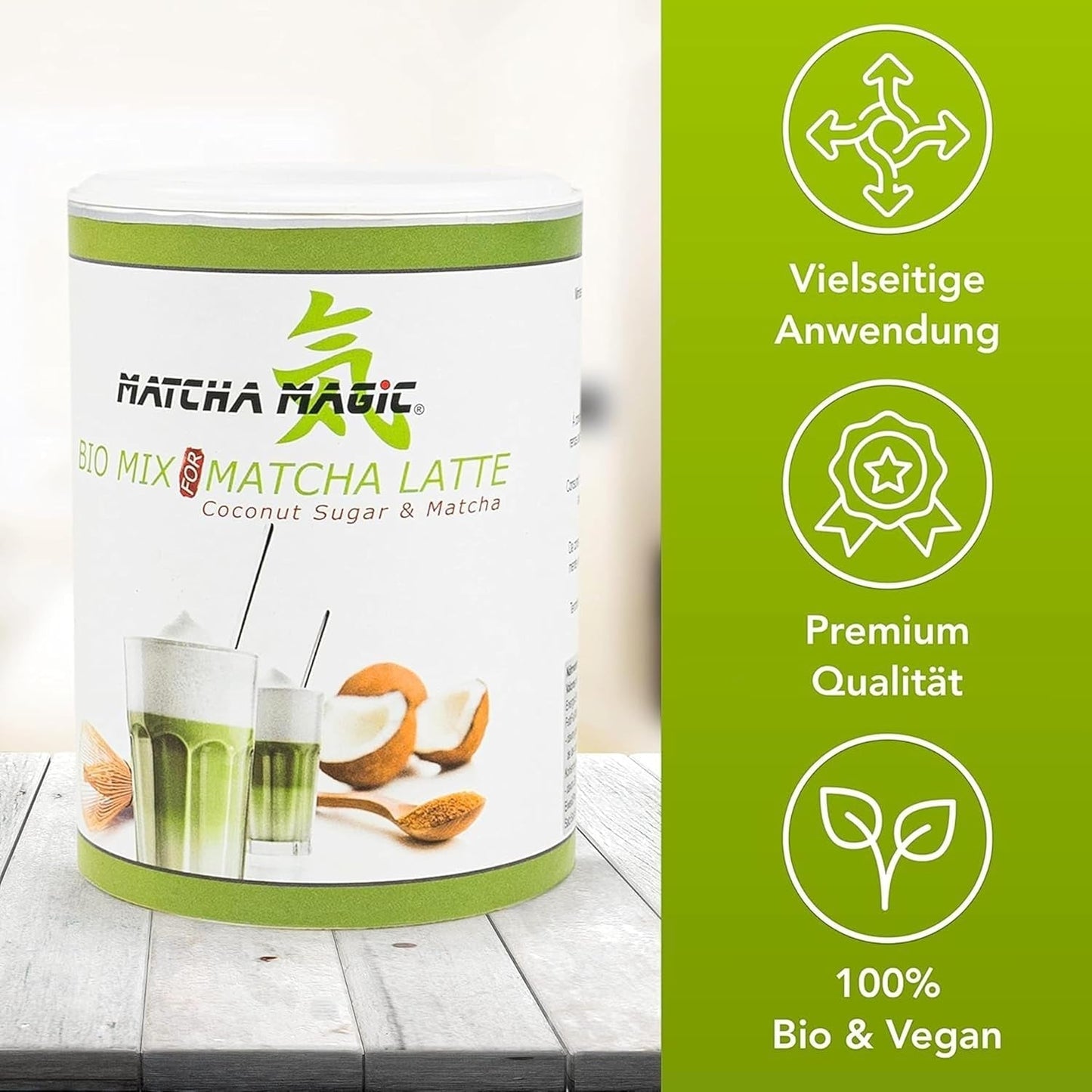 Matchamagic - Ekologiskt matcha lattepulver från Japan med kokosblomsocker för ett utsökt te