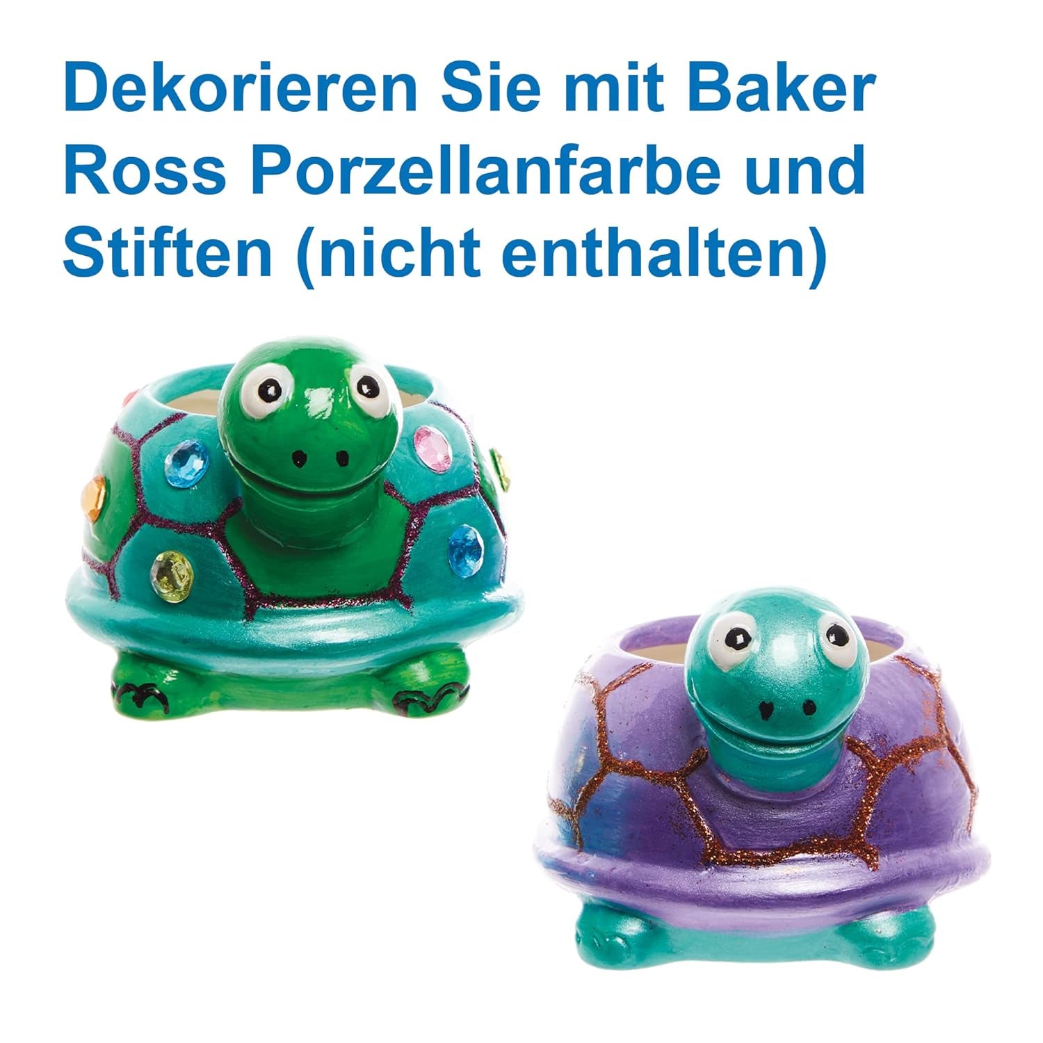 Baker Ross FX594 Turtle Keramiska planteringskärl - paket med 2, måla din egen plantera