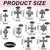 100 st 3D Cross Nail Key Chains, Cross Nail Key Chains, Chrome Nail Key Chains, Vintage Nail Accessories, DIY Nail Decorations, for Women and Girls, DIY Nail Decorations